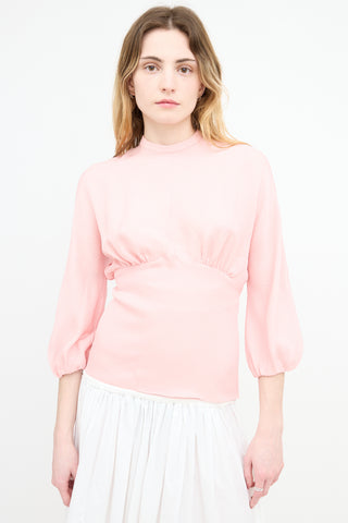 Emilia Wickstead Silk Mock Neck Blouse