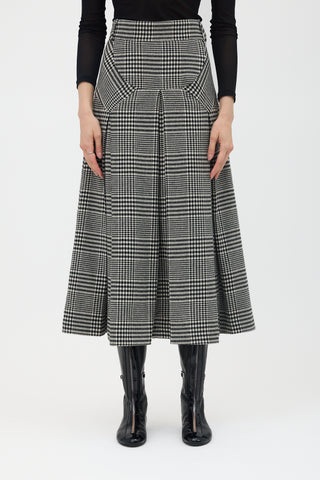 Emilia Wickstead Wool Check Pleated Skirt