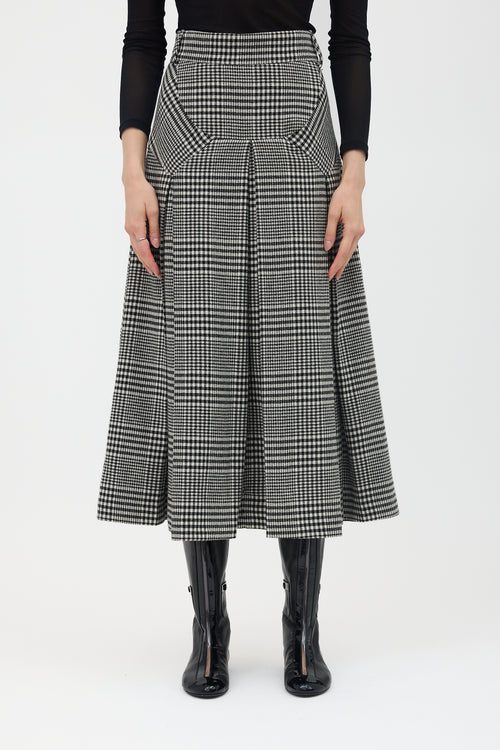 Emilia Wickstead Wool Check Pleated Skirt