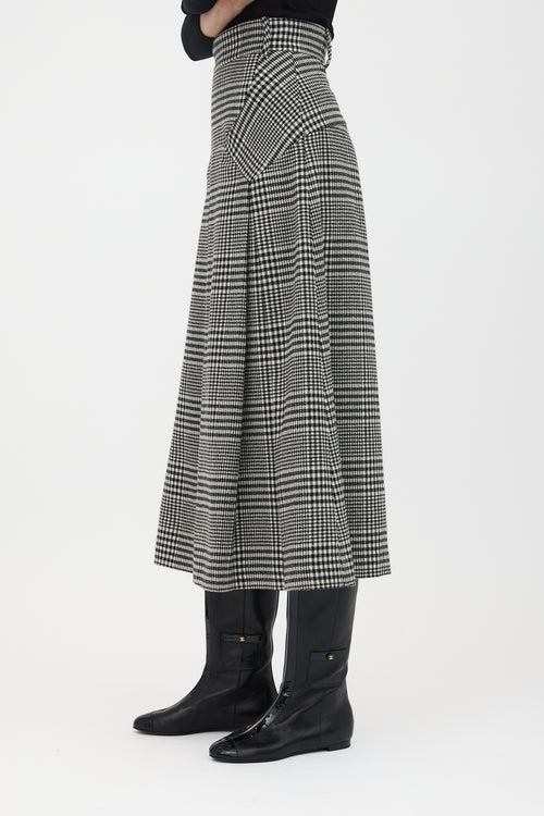 Emilia Wickstead Wool Check Pleated Skirt