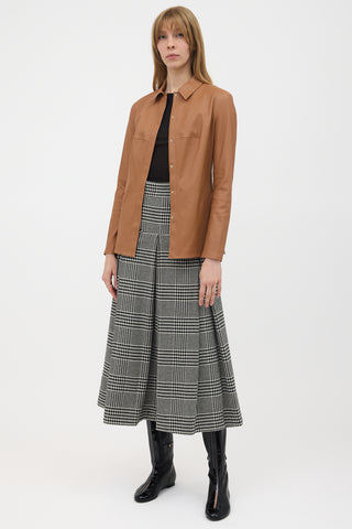 Emilia Wickstead Wool Check Pleated Skirt