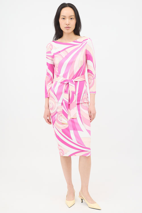 pucci dress women Emilio Pucci // Belted Abstract Print Dress – VSP Consignment