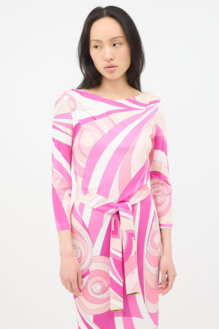 Emilio Pucci Belted Abstract Print Dress