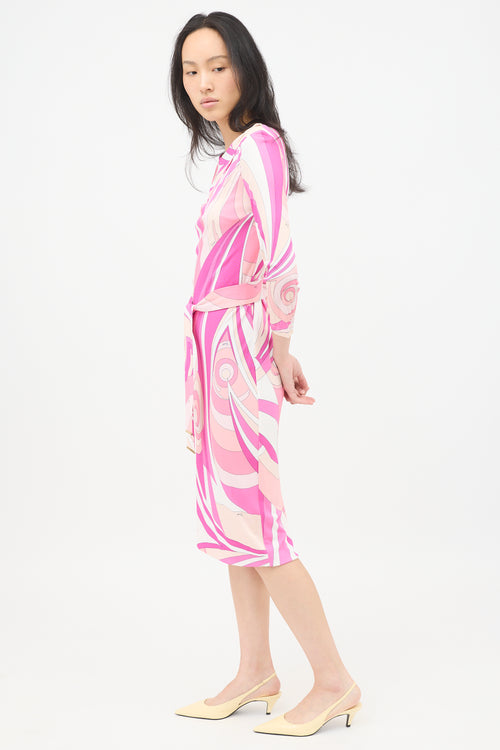 Emilio Pucci Belted Abstract Print Dress