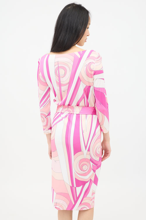 Emilio Pucci Belted Abstract Print Dress