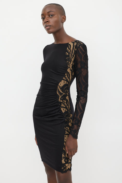 Emilio Pucci Black Floral Lace Panelled Dress