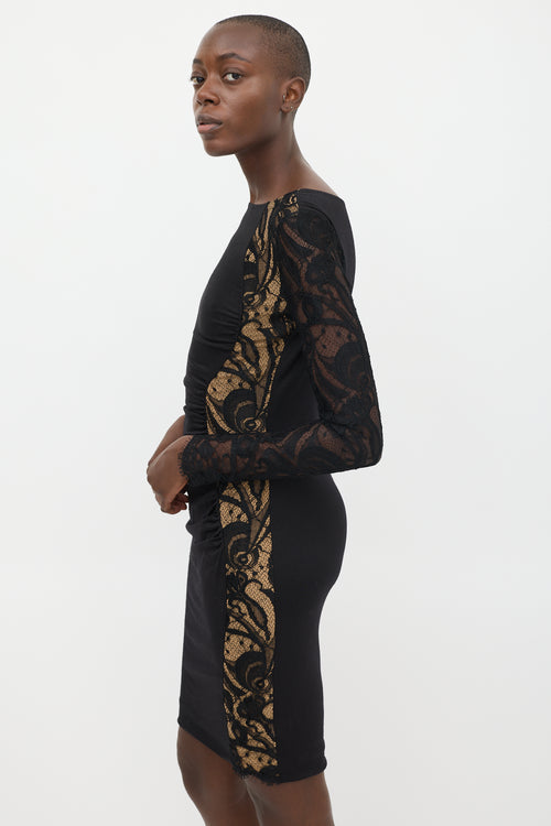 Emilio Pucci Black Floral Lace Panelled Dress