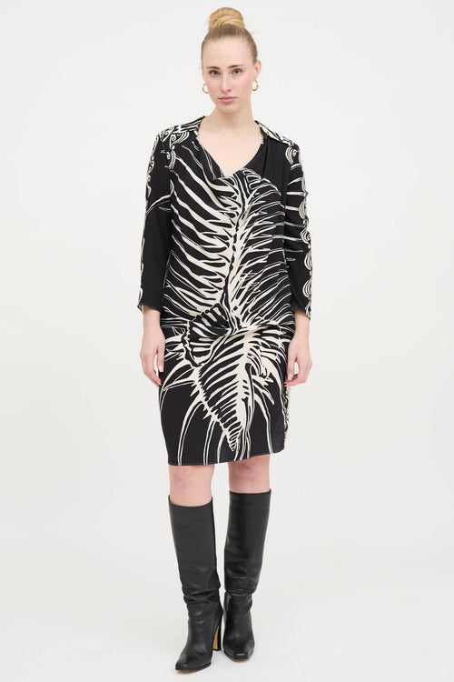 2000s Patterned Cowl Dress