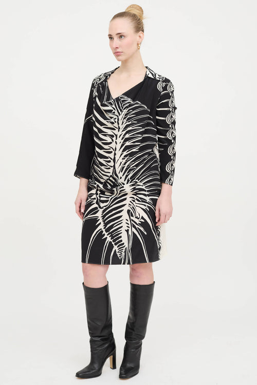 2000s Patterned Cowl Dress