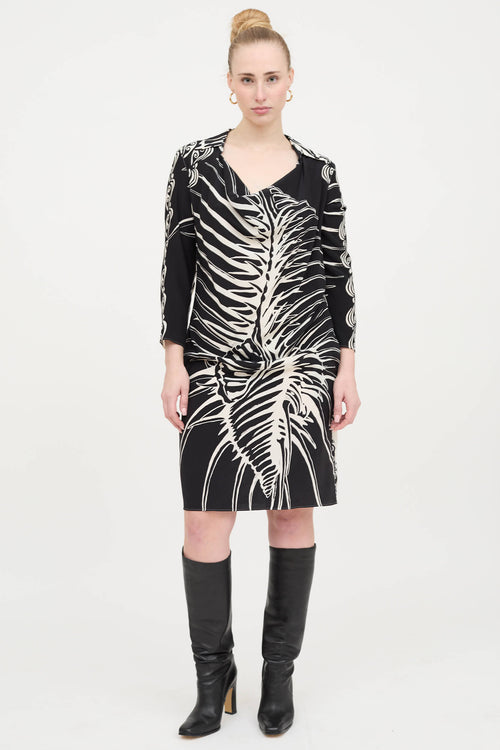 2000s Patterned Cowl Dress
