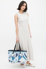 Emilio Pucci Blue & Multicolour Coated Canvas Geometric Tote Bag