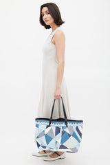 Emilio Pucci Blue & Multicolour Coated Canvas Geometric Tote Bag
