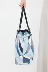 Emilio Pucci Blue & Multicolour Coated Canvas Geometric Tote Bag