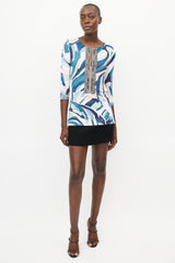 Emilio Pucci Blue & Multicolour Jewel Abstract Print Top