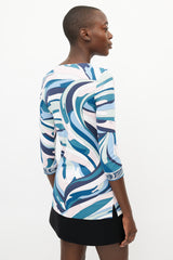 Emilio Pucci Blue & Multicolour Jewel Abstract Print Top