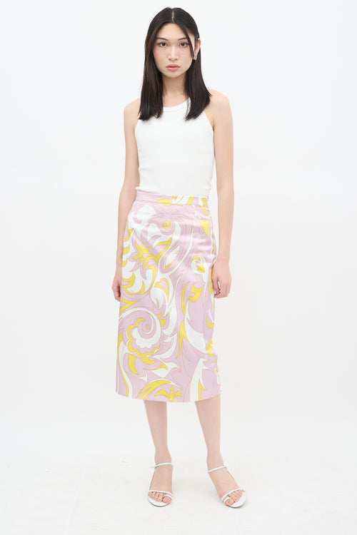 Emilio Pucci Cream & Multicolour Silk Abstract Co-Ord Set