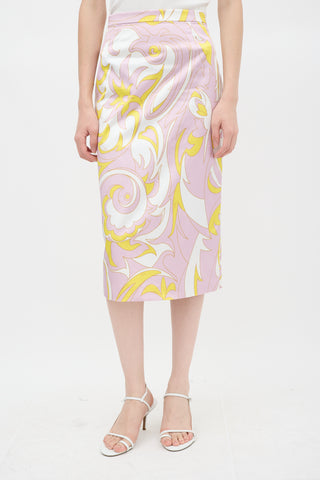 Emilio Pucci Cream & Multicolour Silk Abstract Co-Ord Set