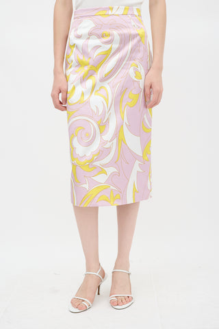 Emilio Pucci Cream & Multicolour Silk Abstract Co-Ord Set