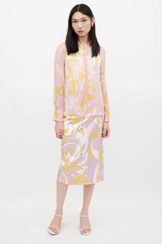 Emilio Pucci Cream & Multicolour Silk Abstract Co-Ord Set