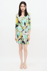 Emilio Pucci Cream & Multicolour Silk Floral Dress