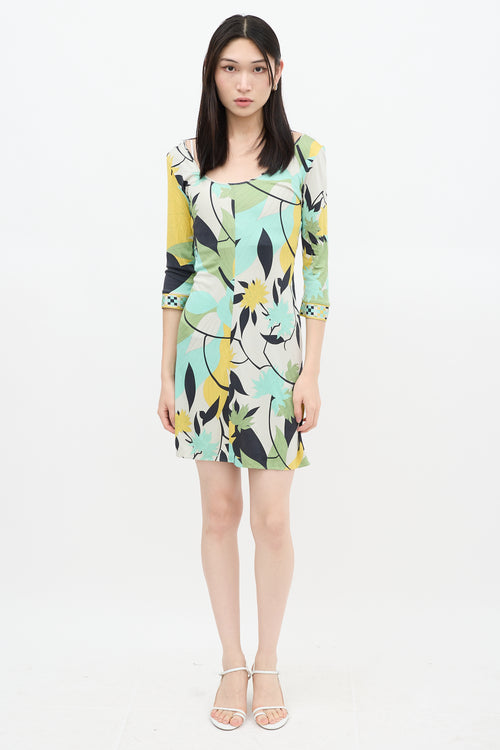 Emilio Pucci Cream & Multicolour Silk Floral Dress