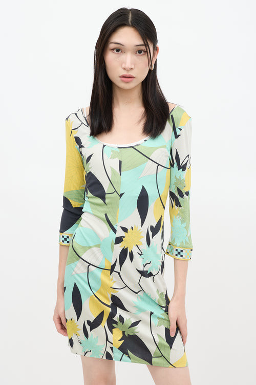 Emilio Pucci Cream & Multicolour Silk Floral Dress