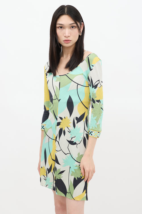 Emilio Pucci Cream & Multicolour Silk Floral Dress