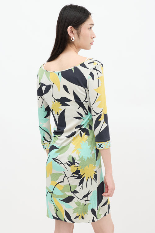 Emilio Pucci Cream & Multicolour Silk Floral Dress