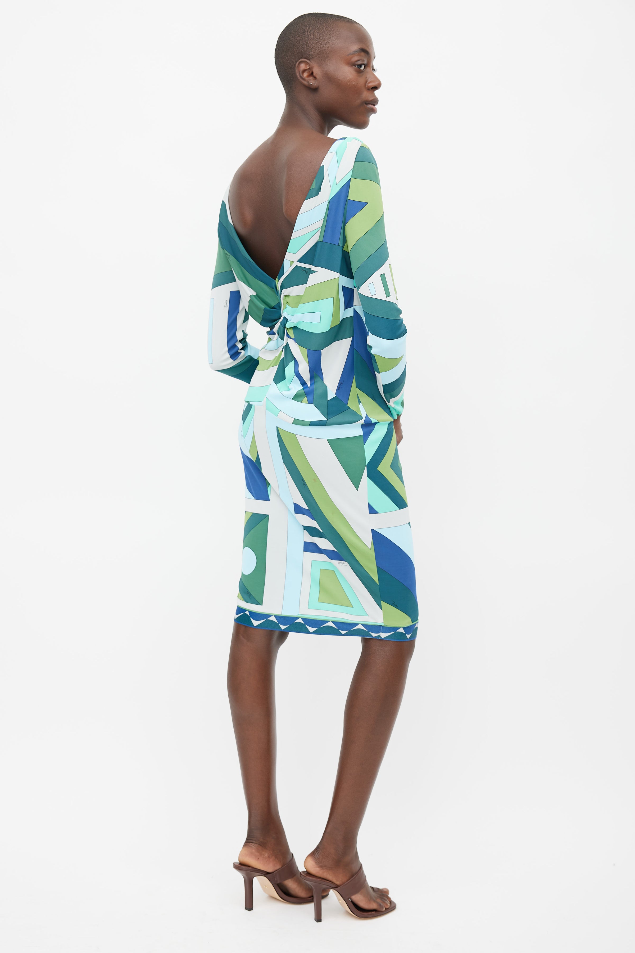 Emilio Pucci // Green & Blue Abstract Print Dress VSP Consignment Emilio Pucci // Green & Blue Abstract Print Dress VSP Consignment