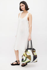 Emilio Pucci Green & Multicolour Canvas Printed Tote Bag