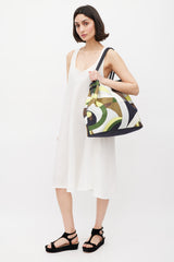 Emilio Pucci Green & Multicolour Canvas Printed Tote Bag