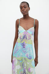 Emilio Pucci Green & Multicolour Silk Star Print Dress