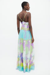 Emilio Pucci Green & Multicolour Silk Star Print Dress