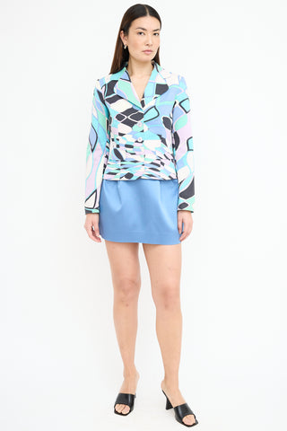 Emilio Pucci Light Blue & Multi Printed Blazer