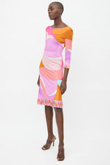 Emilio Pucci Orange & Pink Abstract Print Dress