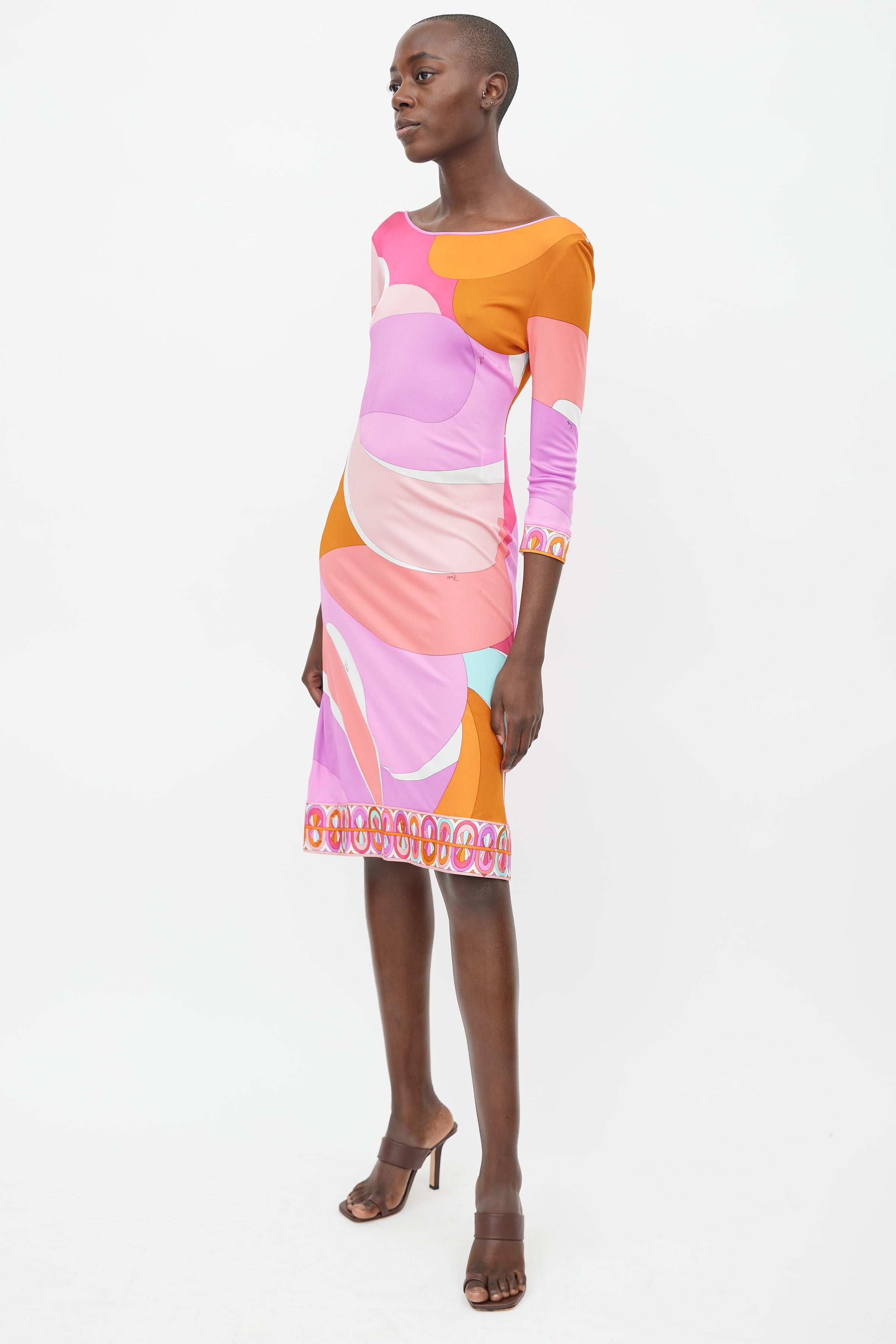 Emilio Pucci Cotton Scarf Abstract Print in Pink and Orange