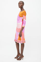Emilio Pucci Orange & Pink Abstract Print Dress