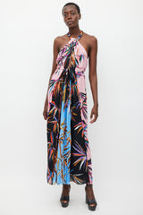Emilio Pucci Pink & Multicolour Silk Printed Halter Dress