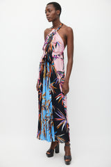 Emilio Pucci Pink & Multicolour Silk Printed Halter Dress