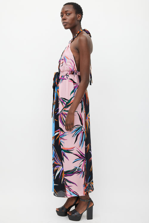 Emilio Pucci Pink & Multicolour Silk Printed Halter Dress