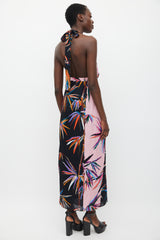 Emilio Pucci Pink & Multicolour Silk Printed Halter Dress