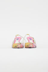 Emilio Pucci Pink & Yellow Satin Pattern Slingback Heel