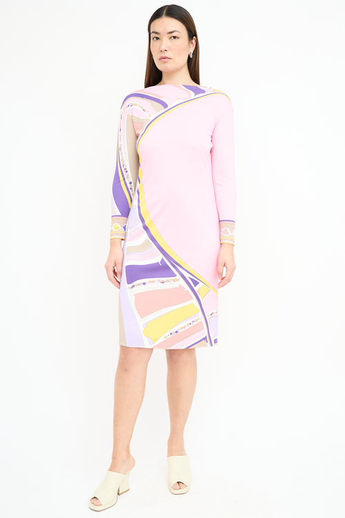 Emilio Pucci Pink & Multi Belted Dress