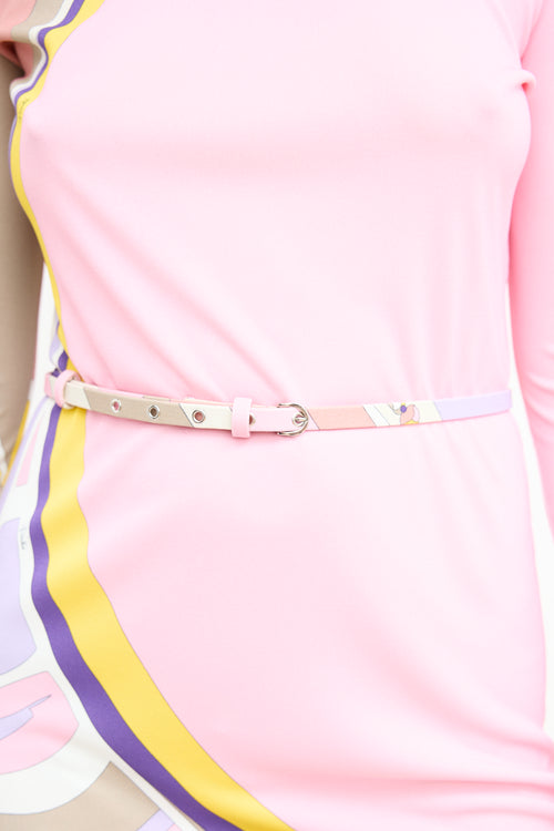 Emilio Pucci Pink & Multi Belted Dress