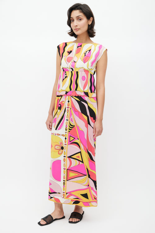 Emilio Pucci Cream & Multicolour Abstract Dress