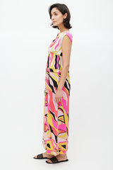 Emilio Pucci Cream & Multicolour Abstract Dress