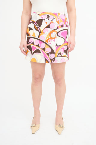 Emilio Pucci Pink & Multi Printed Mini Skirt