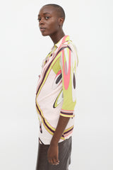 Emilio Pucci Pink & Multicolour Printed Cowl Keyhole Top