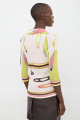 Emilio Pucci Pink & Multicolour Printed Cowl Keyhole Top