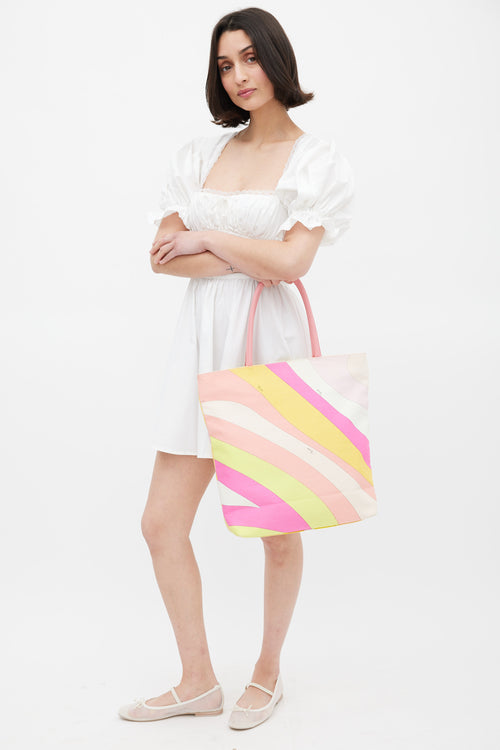 Emilio Pucci Pink & Multicolour Printed Tote Bag